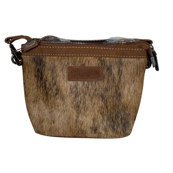 NWT Wrangler Genuine Hair-On Cowhide Crossbody - Brown - Picture 1 of 11